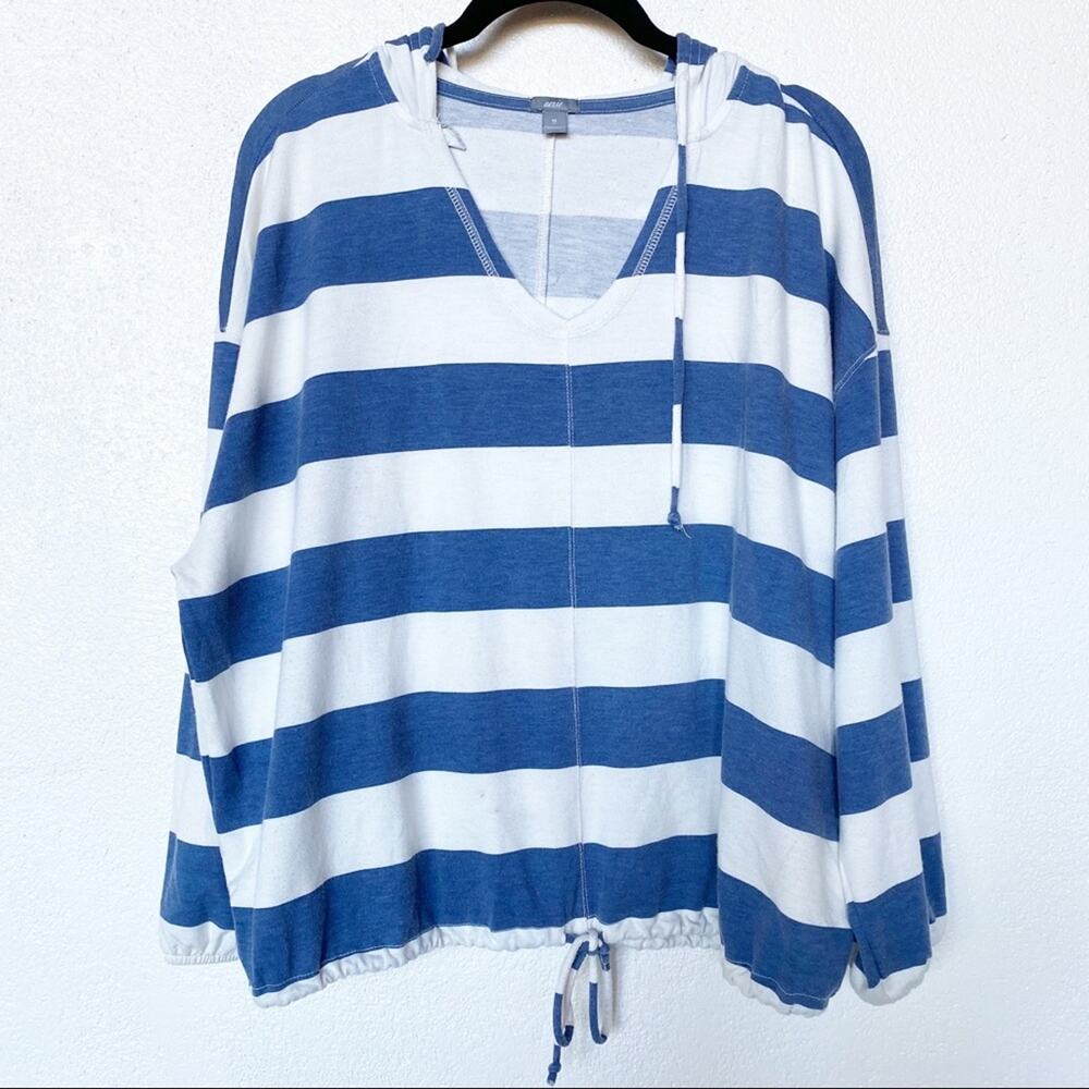 Aerie Blue and White Stripe Pullover Hoodie Size XS